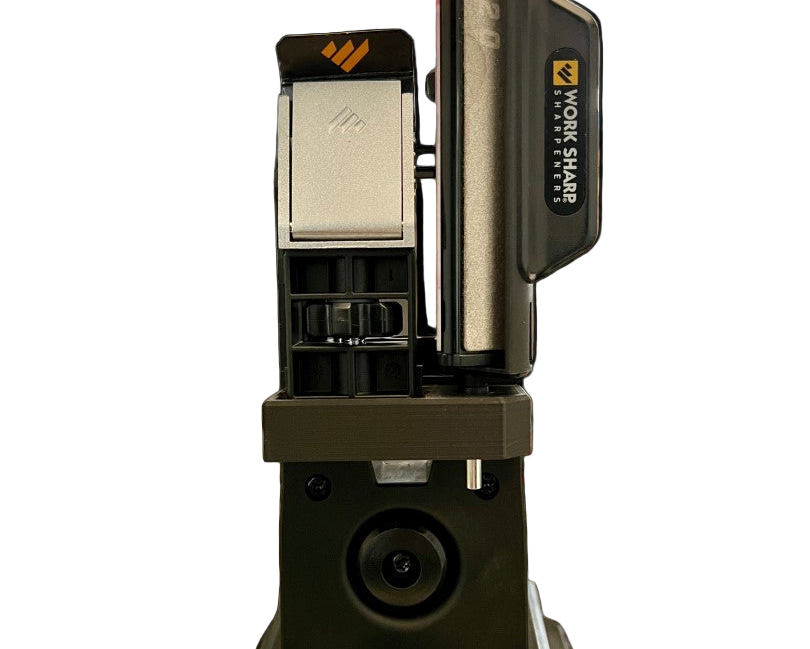 Precision Adjust Tool Holder installed on Work Sharp system Back