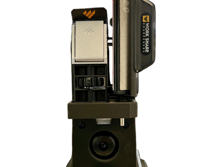 Precision Adjust Tool Holder installed on Work Sharp system Back